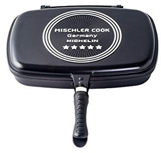 Mischler Cook Poêle à griller double face en aluminium Noir 36 cm