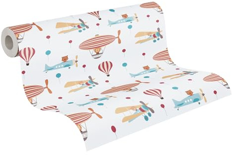 A.S. Création Kinderzimmertapete Little Love Tapete PVC-freie Vliestapete bunt rot blau beige weiß seidenmatt glatt 381261