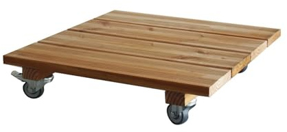Schlögel GmbH Douglasienholz Pflanzenroller Vollholzroller 400x400mm | Bodendiele 21/25x120mm, feingeriffelte Anti-Rutsch-Oberfläche, 4 TPE-Lenkrollen mit Feststellbremse