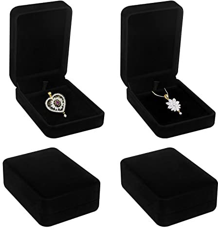 4 stycken sammet smycken presentförpackning bröllop smyckeskrin halsband vigselring behållare hange hållare förvaringsväska