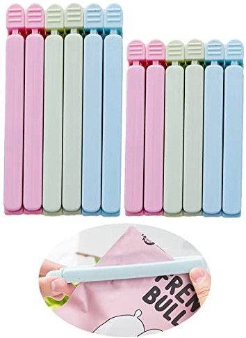 SHULLIN 12 Stück Tütenclips Verschlussclips Kunststoff Dichtungsclips Verschlussklemme für Küche Nahrungsmittel Beutel luftdichtes Aufbewahren und Einfrieren(15.3cm+12cm)
