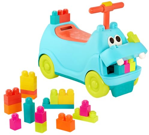 B. toys - Locbloc Hippo Ride-On with Blocks - Ride-On Toy - 26 Building Blocks - STEM Play Set - Active Toy for Toddlers, Kids - 12 Months +