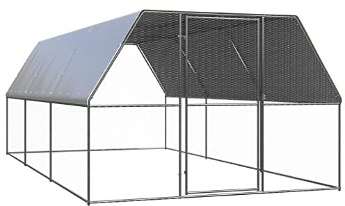 WIFESE Outdoor-Hühnerkäfig 3x6x2 m Verzinkter Stahl Voliere Hühnerstall Kleintierstall Freilaufgehege Hühner Kleintiergehege für Hühner Hennen Enten und Andere Kleintiere Praktische & Geräumige