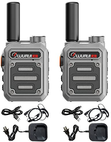 Wurui TXQ G63 walkie Talkie Mini Adultos niños Profesional Recargable USB c de Trabajo Emergencia Kids Familia gsm UHF (2 Gris)