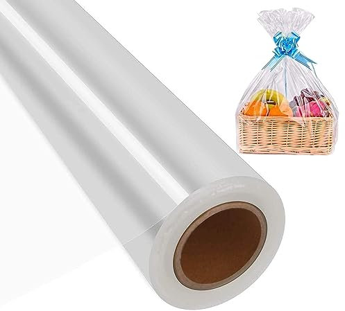 40 CM x 30 M Klare Cellophan Rolle, 2,5 Mil Transparente Zellophanrolle, Geschenkpapier, Für Blume, Geschenk baskt Verpackung