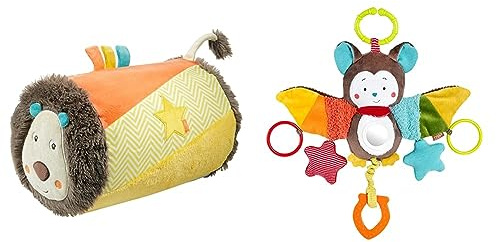 Fehn Krabbelrolle Löwe Funky Friends – Baby Krabbelhilfe Rolle im niedlichen Löwen Design & Activity-Spieltier Fledermaus