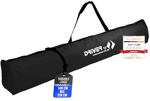 Driver13 Skiväska för skidor Skistövlar, skiväska för förvaring och transport vid skidåkning (svart, 140–210 cm)