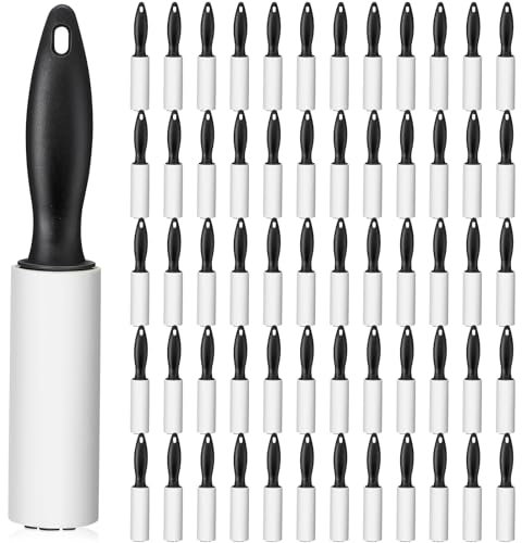 Zhehao 60 Pack Mini Lint Roller Bulk Small Lint Remover Travel Size Portable Lint Brushes Sticky Roller for Clothes Pet Hair Furniture Couch Carpet Car Seats or Bedding