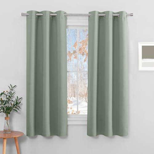 PONY DANCE Tende Corte per Finestre con Anelli Verde Salvia Tenda Cameretta Bambina Curtains Camera da Letto Moderne Oscuranti per Interni 2 Pezzi L 106 x A 158 cm