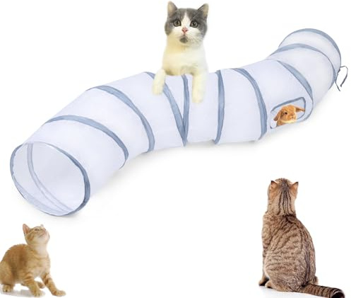 Deofun Cat Tunnel, Cat Tunnels for Indoor Cats, S-Shape Foldable Cats Cave