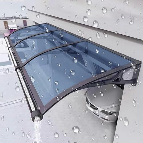 Vordach Für Haustür, Pultvordach Überdachung, Türüberdachung Wetterfeste Haustürvordach Pultvordach Aus Transparentes Polycarbonat Und Aluminium Rahmen, Vordach Mit Seitenteil ( Color : Blauw , Size :