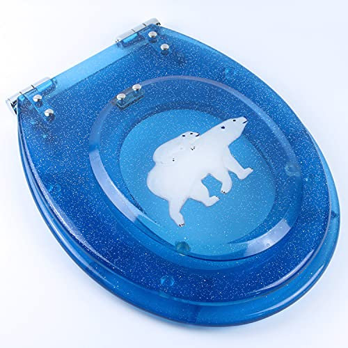 Toilettendeckel, Ocean Series Art langsam schließender Toilettensitz aus Kunstharz mit Bezug, 3D-Effekte, robuster Toilettendeckel, echte Muscheln und Sande für U/V/O-Typ