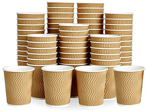 Ecoghar 5 oz engångspapper koppar – förpackning med 100, miljövänliga biologiskt nedbrytbara dryckesartiklar idealiska för varm/kall dryck dryckeskopp för vatten, juice på fester, grillning, resor och