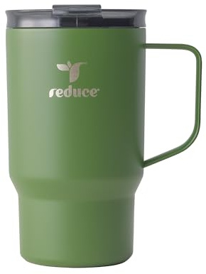 REDUCE 18 oz Hot1 Stainless Steel Insulated Mug with Temperature Adjusting Lid - Dual-Wall Vacuum, Cupholder Friendly - Keeps Drinks Hot for 6 Hours - Ideal for Coffee, Tea & Other - Sage