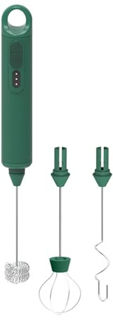Meichoon Espumador de Leche Eléctrico Batidor de Mano con 3 Cabezales Mezcladores de Repuesto 3 Velocidades Totalmente Automático para Café con Leche Latte Chocolate Caliente KT52 Verde