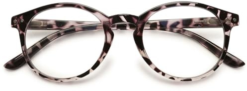 ABETOS Lesebrille Damen mit Blaulichtfilter Rund Oval Durchsichtiger Rahmen Lesebrillen Federscharnier Anti Blaulicht Anti Ermüdungs Damen Lesehilfe Sehhilfe