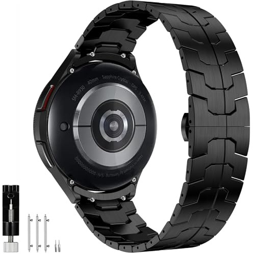 OTOPO Metall Armband for Galaxy Watch 4/6 Classic 47mm 46mm 43mm 42mm, Watch 7 6 5 4 FE Armbands 40mm 44mm, Keine Lücke Metallarmband Edelstahl Armband for Männer Frauen Schwarz