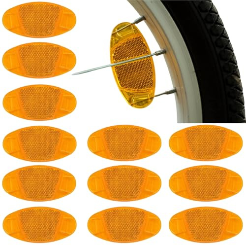 KLLJ 10 stycken cykelreflektor, cykelreflektorhjul reflektor för nattkörning, för alla typer av cyklar (gul)