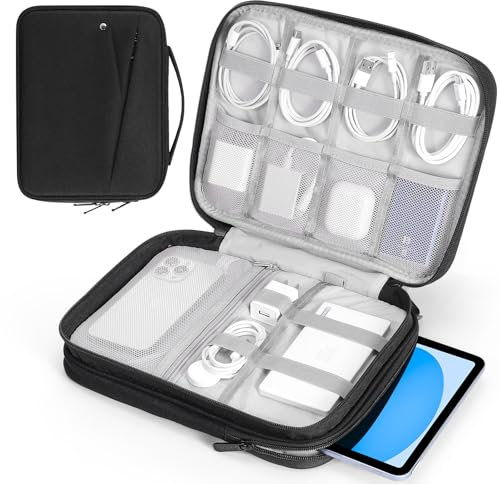 MoKo 9-11 Zoll Laptop-Taschen für Tablets iPad Pro M4 & Air M2 2024, iPad 10th Gen 10,9, 9/8. 10,2 iPadAir 5/4th 10,9, Zweischichtige i-Pad Tasche mit rutschfestem Tragegriff, Schwarz