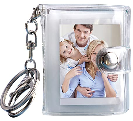 JUCHRZEY 1/2 Pollice Raccogli Foto Ciondoli Libro Album Multifunzionale Portachiavi Gioielli Regali Fai da Te for Amici di Famiglia Coppie (1 Pollice Trasparente Bianco)