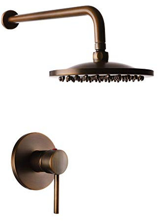 sjdoPulse Antique Brass Shower System Ceramic Valve Bath Shower Mixer Taps Single Handle Two Holes Shower Faucet Set