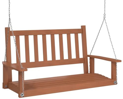 Kangmusi Hollywoodschaukel mit Metallketten Braun Massivholz Tanne, kangmusi4008977