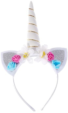 TOYANDONA Einhorn-haarreif Für Mädchen Mit Blumenverzierung Cartoon-design Geeignet Für Kostümpartys Cosplay Und Feste Weiß