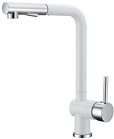 DRFGNF Grifo de Cocina Totalmente de Cobre, Grifo extraíble para Platos fríos y Calientes, Grifo Blanco, Grifo para Pintura para Hornear de Alta Temperatura