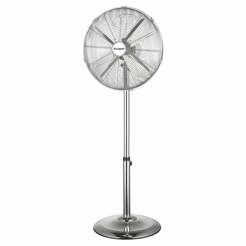 Kooper Ventilatore a piantana, base tonda, 3 velocità con oscillazione, 50 W, h. 140 cm, silver