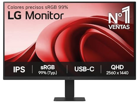 LG 27U631A-B 27 skrivbordsskärm - IPS-panel QHD-upplösning (2560 x 1 440), 5ms 100Hz, HDR 10, sRGB 99% (CIE1931), lutningsbar, HDMI 2.0, USB-C (15W)