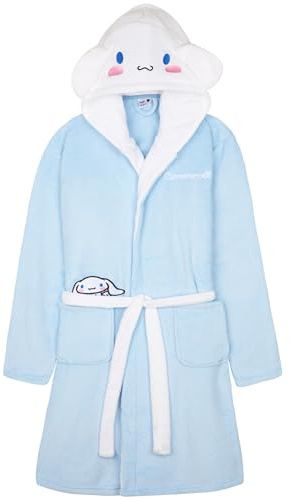 Hello Kitty Sanrio Cinnamoroll Peignoir Fille et Ado, Peignoir Capuche Polaire Doux, Loungewear Chaud, Anime Cadeau Fille (9-10 Ans, Bleu Cinnamoroll)