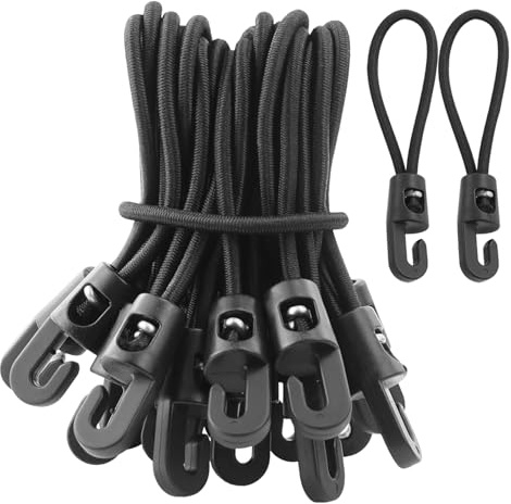 21 pezzi di elastici con gancio, Tenditore in Gomma con Ganci, espansore da 10 cm, Nera Elastici Cinghie di Fissaggio, multiuso, tenditore in gomma per teloni, tenda da campeggio