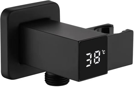 Support de pommeau de douche noir, support de pommeau de douche réglable en laiton avec affichage numérique de la température à LED, support mural carré for pommeau de douche