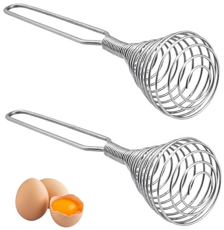 Veesper Frusta Francese 2 Pezzi Frusta per in Acciaio Inossidabile, Bobina per Miscelatore Manuale per Salse, sugo, Cottura al Forno, Cucina Piccola Portatile per Miscelare, Mescolare e Frullare