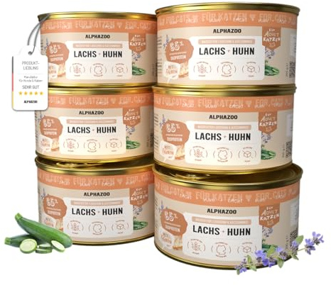 alphazoo Katzenfutter Kaninchen + Huhn 6x200g – Premium Nassfutter für Katzen – getreidefrei & natürlich mit Pastinake, Lachsöl & Katzenminze – proteinreich & leicht verdaulich