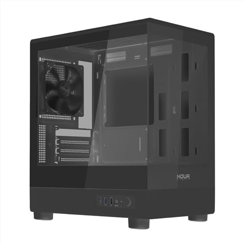 Noua Fobia LK200, Case PC Gaming Micro-ATX, Ventola Nera 120mm, Case Micro Tower per Computer Doppio Vetro Temperato Panoramico, Nero