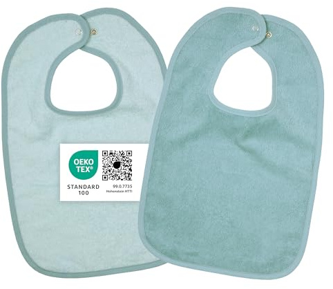 Wörner Baby Lätzchen 2er Set - 2x Kinderlätzchen mit Druckknopf / 100% Baumwolle, OEKO-TEX® Standard 100, größenverstellbar, sehr saugfähig