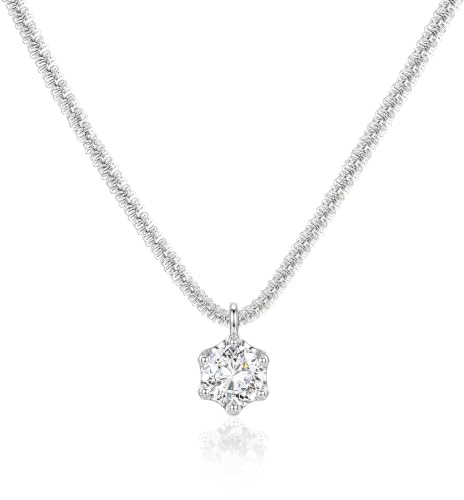 JeweBella Collana Argento 925 Donna con Ciondolo Catena Argento Regolabile Personalizzati Choker Collana Girocollo Donna 36/41cm Cubic Zirconia Rosa/Blu/Bianchi