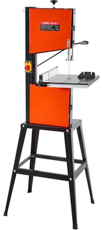 VEVOR Sierra de Cinta, Dos Velocidades, 373 W, Altura Máxima de Corte de 160 mm, Mesa de Hierro Fundido de 335 x 340 mm, con Luz de Trabajo de 360°, Guía de Ingletes y la de Corte Longitudinal