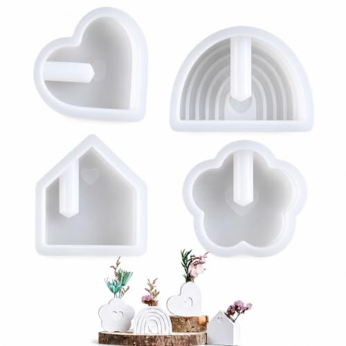 4 Stück Silikonform Vase Gießformen, für Gips, Harz, Raysin, Wachs, Seife. Silikon Gießform ideal für DIY Deko, Kerzenhalter, Blumenarrangement. Weiß – Vielseitig, flexibel, wiederverwendbar