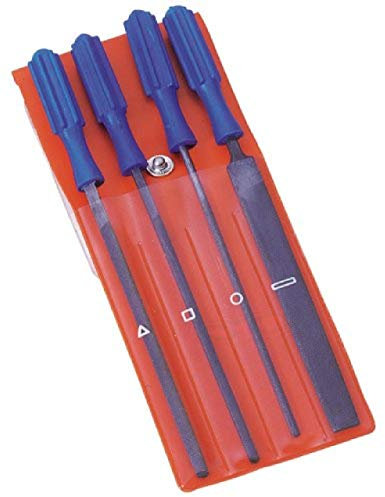 Draper 14184 Warding Hand Metal File Tool Set with Handles Metal Modeling, 100mm, 25.2cm x 6.6cm x 1.4cm, 4 Pcs