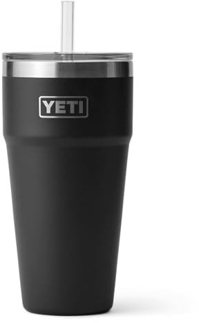 YETI Rambler Straw Cup, Vacuum Insulated Stainless Steel Cup with Straw Lid, Black, 26 oz (769 ml)