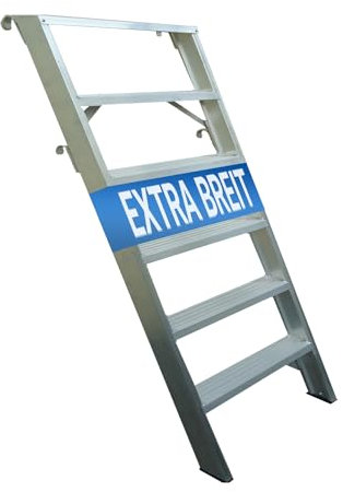 Weise Alu Anlegeleiter XL 2,75 m hoch, 11 Sprossen, trittsichere geriefte Stufen mit hoher Stabilität, Anstellleiter für Regale, mit rutschfesten Gummifüßen, inkl. 2 Paar Haken, nach DIN EN 131