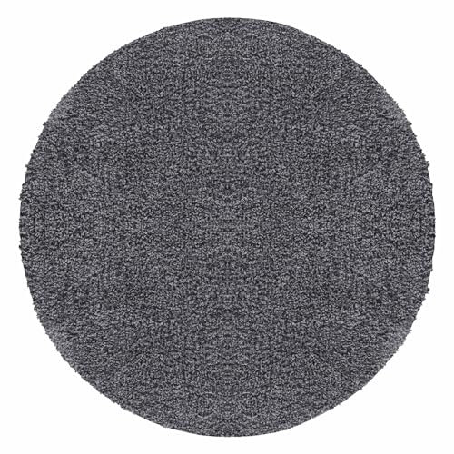 Carpetsale24 Shaggy Hochflor Teppich 160 cm Rund Grau | Runder Teppich Wohnzimmer – Moderner, Weicher, Flauschiger Langflor für Schlafzimmer, Badezimmer & Küchenteppich, Wohnzimmerteppich