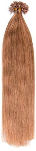 Honigblonde Keratin Bonding Extensions 100% Remy Echthaar Human Hair - 25x 1g 45cm Glatte Strähnen - Lange Haare mit Keratin Bondings U-Tip Haarverlängerung Haarverdichtung-Farbe:#27 Honigblond