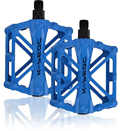 SPFASZEIV Fahrrad Pedal Aluminium Bike Pedale Cycling/Road Mountain MTB/BMX Bike Pedal mit Super Lager Pedale Licht Stable Plat mit Anti Rutschpedal für 9/16 Zoll (5 Farbe)