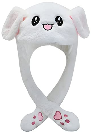 Senua Chapeau de lapin unisexe amusant avec oreilles mobiles - Chapeau de lapin en peluche - Bandeau avec oreilles de lapin - Cadeau idéal pour enfants et adultes