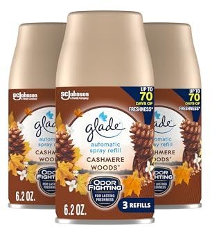 Glade Automatic Spray Refill, Air Freshener for Home and Bathroom, Cashmere Woods, 6.2 Oz, 3 Count
