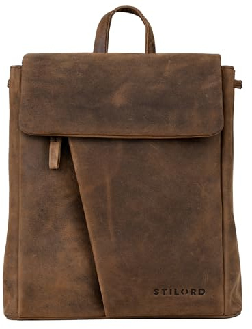 STILORD 'Anita' Lederrucksack Damen Klein Vintage City Rucksack Daypack für iPad 9.7 Zoll Rucksackhandtasche Shopping Freizeit aus Echtem Leder