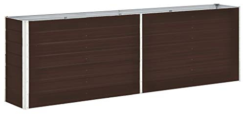Festnight Fioriera da Esterno per Giardino in Acciaio Zincato - Rettangolare per Balcone 240x40x77 cm Marrone